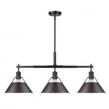  3306-LP BLK-RBZ - Orwell BLK 3 Light Linear Pendant in Matte Black with Rubbed Bronze shades